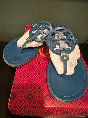 Tory Burch Miller, veg leather slip on, evening sky (blue) color, size 7.5
